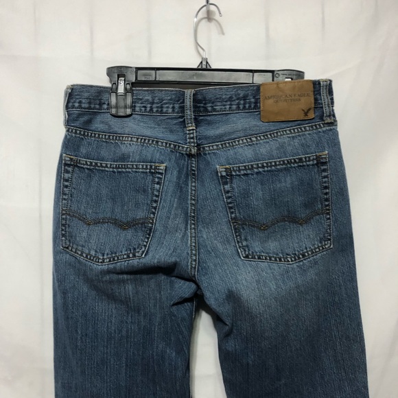 American Eagle Blue Jeans Mens 30x34 Original Straight Medium Wash Distressed - Picture 4 of 7